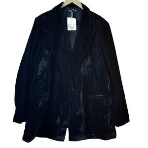 PowerSutra Velour Velvet Finnish Jacket Women Sz 11XL Black Office Holiday New